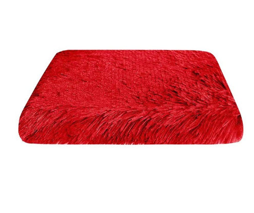 Close-up of soft plush foam dog bed cushion