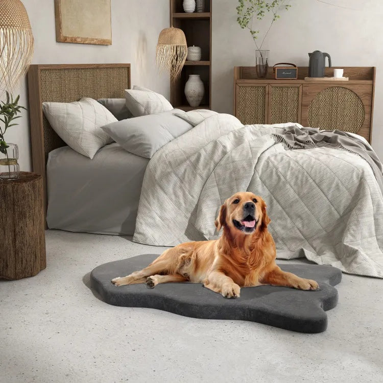 Orthopedic memory foam dog bed for large dogs, grey