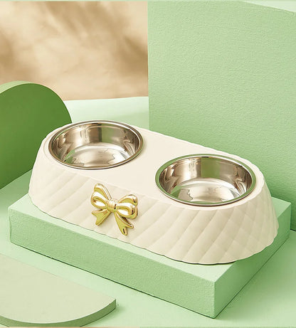 Bow-Tie Double Feeding Bowl