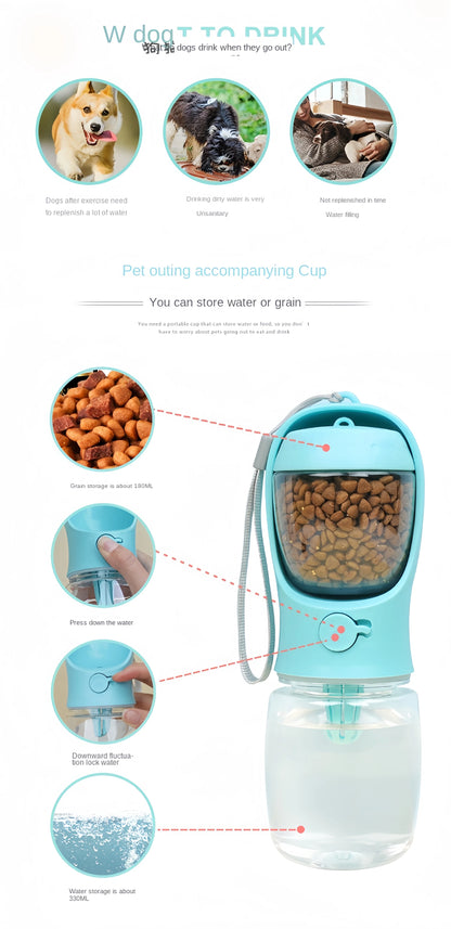 Portable Pet Water Bottle with Food Storage